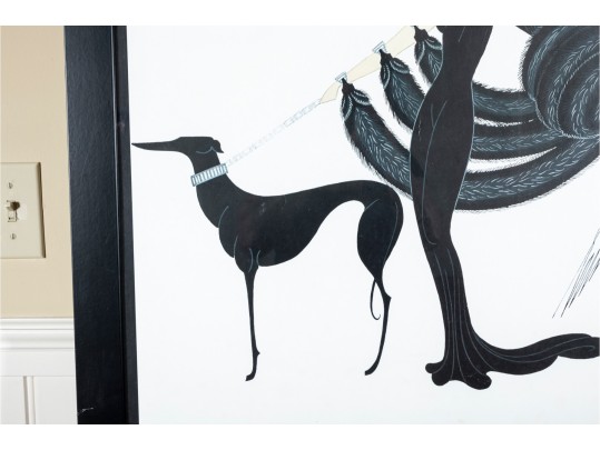 Poster, Erte Aka Romain De Tirtoff, Fashion Lady With Greyhound, Rizzoli Gallery, 1978