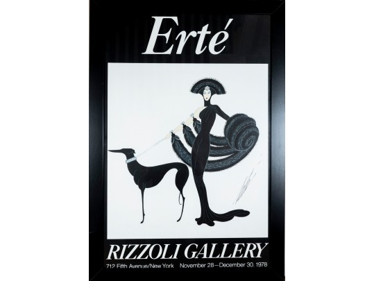 Poster, Erte Aka Romain De Tirtoff, Fashion Lady With Greyhound, Rizzoli Gallery, 1978