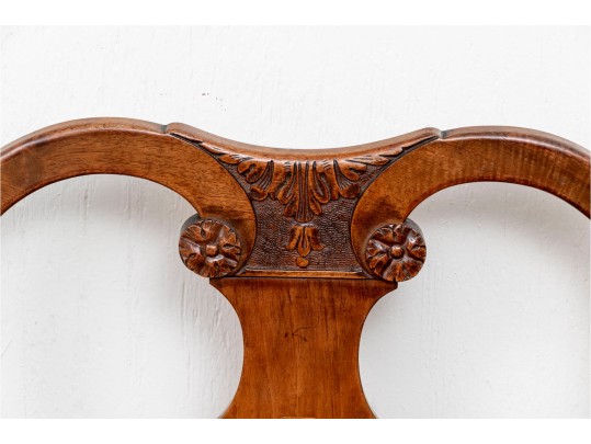 Antique Queen Anne Chair With Inlaid Urn Form Splat, Paw Feet