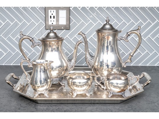 William Rogers Silver Plate Tea Set And Towle Silver Plate Tray