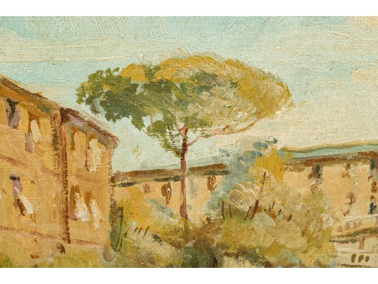Signed Vintage Oil On Artist Board, The Spanish Steps Rome