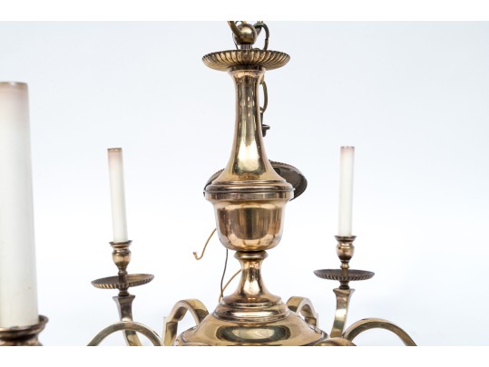 Vintage Brass Six Light Chandelier