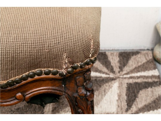 French Style Bench With Pansy Needlepoint
