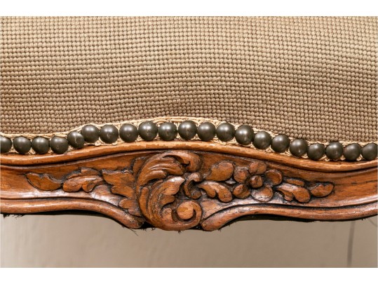 French Style Bench With Pansy Needlepoint