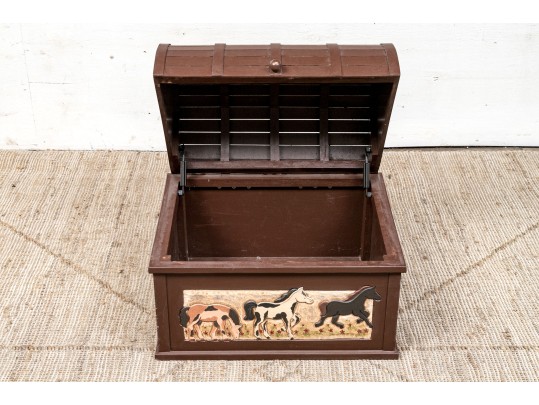 Vintage Paint Decorated Wooden Trunk
