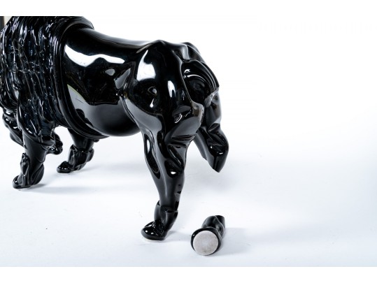 Romano Dona 1980 Italian Black Murano Art Glass Bison Sculpture (as-is)