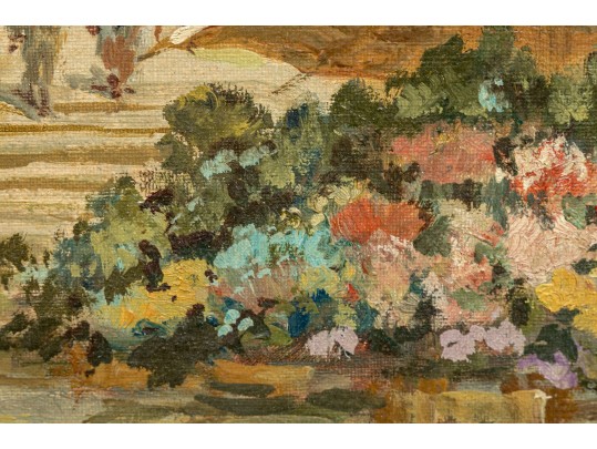 Signed Vintage Oil On Artist Board, The Spanish Steps Rome