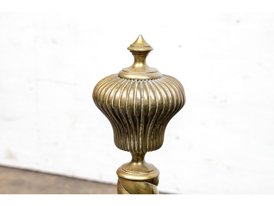 Pair Of Fine Antique Brass Andirons