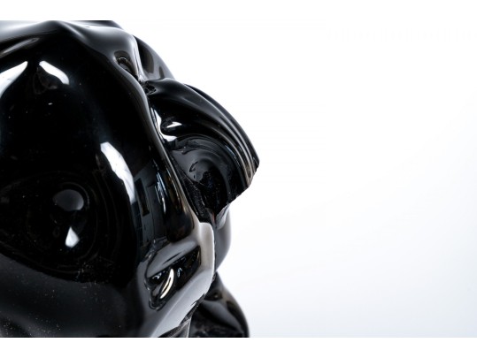 Romano Dona 1980 Italian Black Murano Art Glass Bison Sculpture (as-is)