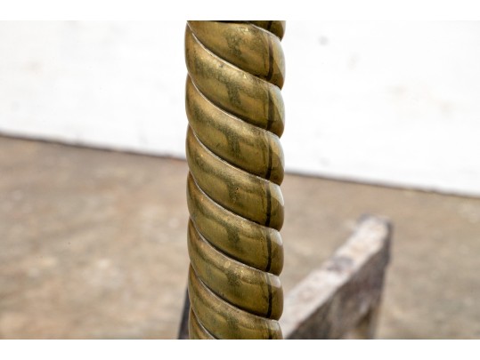Pair Of Fine Antique Brass Andirons