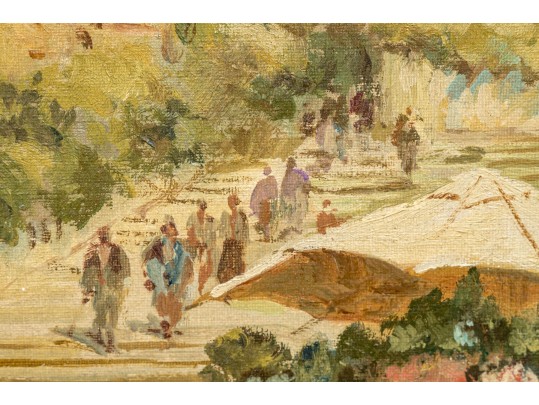 Signed Vintage Oil On Artist Board, The Spanish Steps Rome