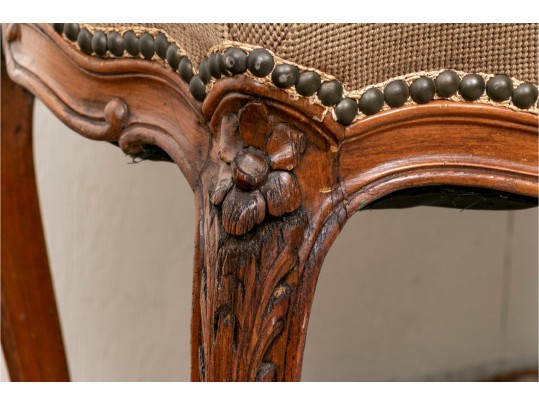 French Style Bench With Pansy Needlepoint