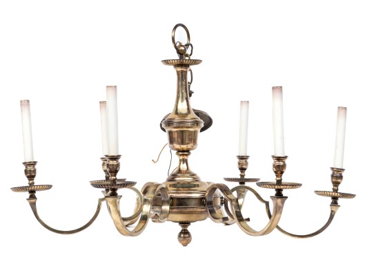 Vintage Brass Six Light Chandelier