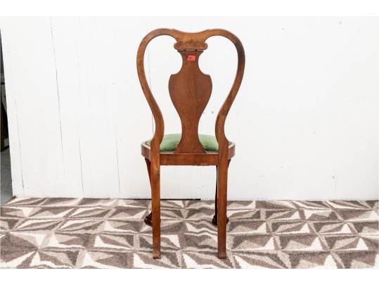 Antique Queen Anne Chair With Inlaid Urn Form Splat, Paw Feet