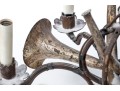 Quality Vintage Tole Chandelier With Musical Horn Shaped Lights, Probably Made In Italy