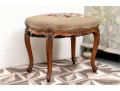 French Style Bench With Pansy Needlepoint