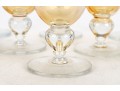 Set Of 16 Gold Iridescent And Clear Goblets