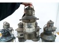 Set Of Seven Antique Metal Ships Oil Lanterns By Anchor