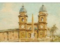 Signed Vintage Oil On Artist Board, The Spanish Steps Rome