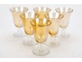 Set Of 16 Gold Iridescent And Clear Goblets