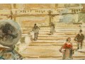 Signed Vintage Oil On Artist Board, The Spanish Steps Rome