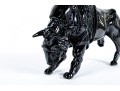 Romano Dona 1980 Italian Black Murano Art Glass Bison Sculpture (as-is)