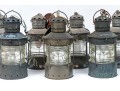 Set Of Seven Antique Metal Ships Oil Lanterns By Anchor
