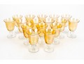 Set Of 16 Gold Iridescent And Clear Goblets
