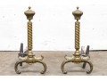 Pair Of Fine Antique Brass Andirons