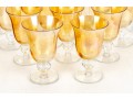 Set Of 16 Gold Iridescent And Clear Goblets