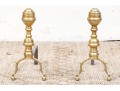 Pair Of American Brass Andirons, Ca. 1800-20