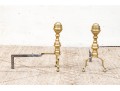 Pair Of American Brass Andirons, Ca. 1800-20
