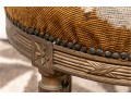 Antique Round Needlepoint Bench With Nailheads On Fluted Legs