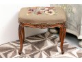 French Style Bench With Pansy Needlepoint