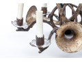 Quality Vintage Tole Chandelier With Musical Horn Shaped Lights, Probably Made In Italy