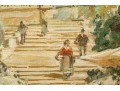 Signed Vintage Oil On Artist Board, The Spanish Steps Rome