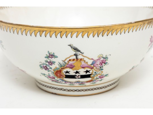 Porcelain De Paris Armorial Punch Bowl