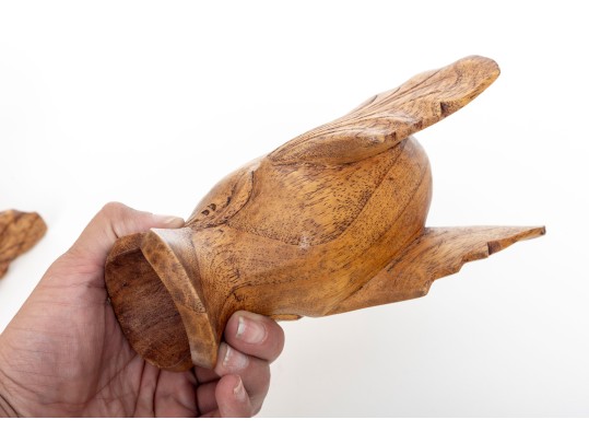 Mid Century Folk Art Teak Fish Sculptures