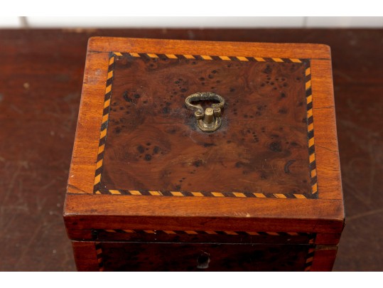 19th Century Burlwood Parquetry Tea Caddy