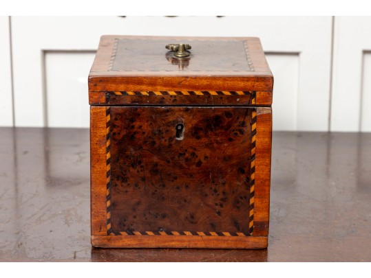 19th Century Burlwood Parquetry Tea Caddy