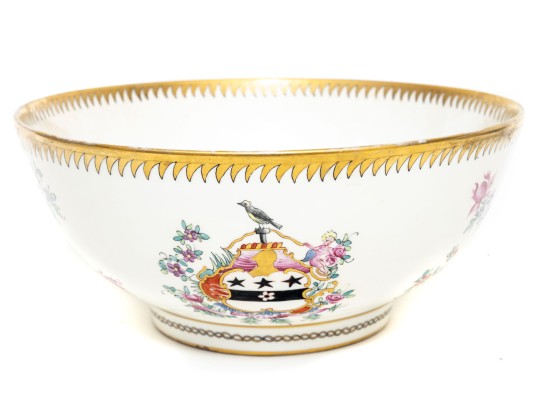 Porcelain De Paris Armorial Punch Bowl