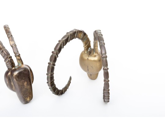 1980's Dolbi Cashier Brass Ibex Bookends