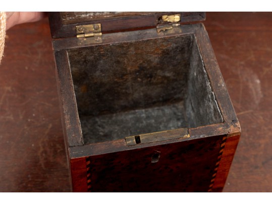 19th Century Burlwood Parquetry Tea Caddy