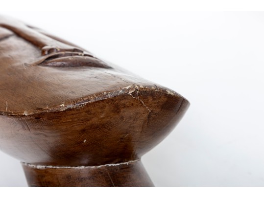 Modernist Carved Wood Buddha Bust 