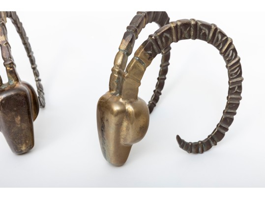 1980's Dolbi Cashier Brass Ibex Bookends