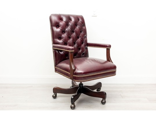 Cabot Wrenn Burgundy Leather Executive Desk Chair
