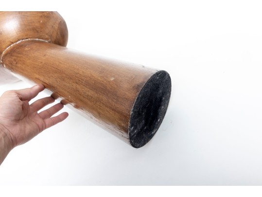 Modernist Carved Wood Buddha Bust 