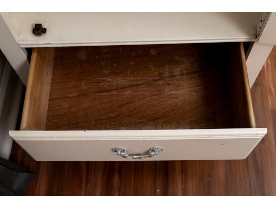 French Provincial White-Painted Armoire