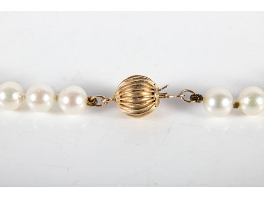 14k Yellow Gold Cultured Pearl Necklace And Earrings