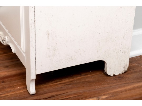 French Provincial White-Painted Armoire